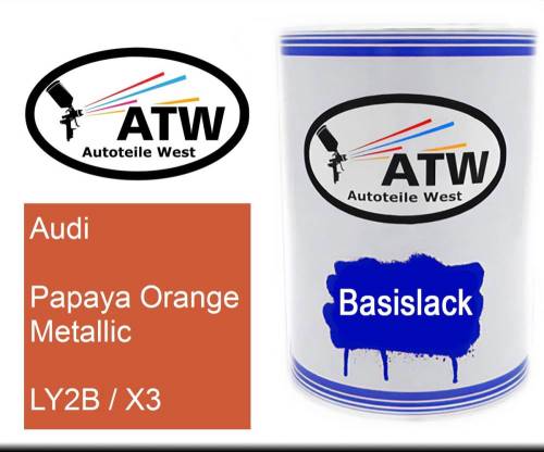 Audi, Papaya Orange Metallic, LY2B / X3: 500ml Lackdose, von ATW Autoteile West.